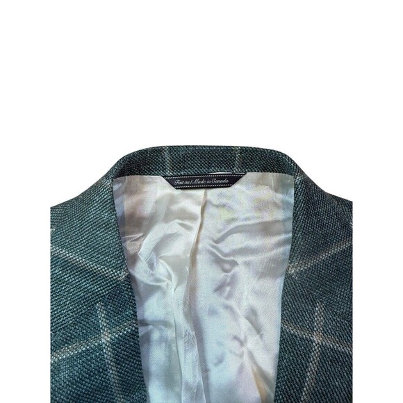 Jack Victor Blazer Mens Size 44L Austin Green Plaid Sport Coat Wool Silk Linen - Picture 5 of 13